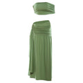 Women's Sexy Solid Ruched Off-Shoulder Crop Top & Maxi Skirt Set - Image 5
