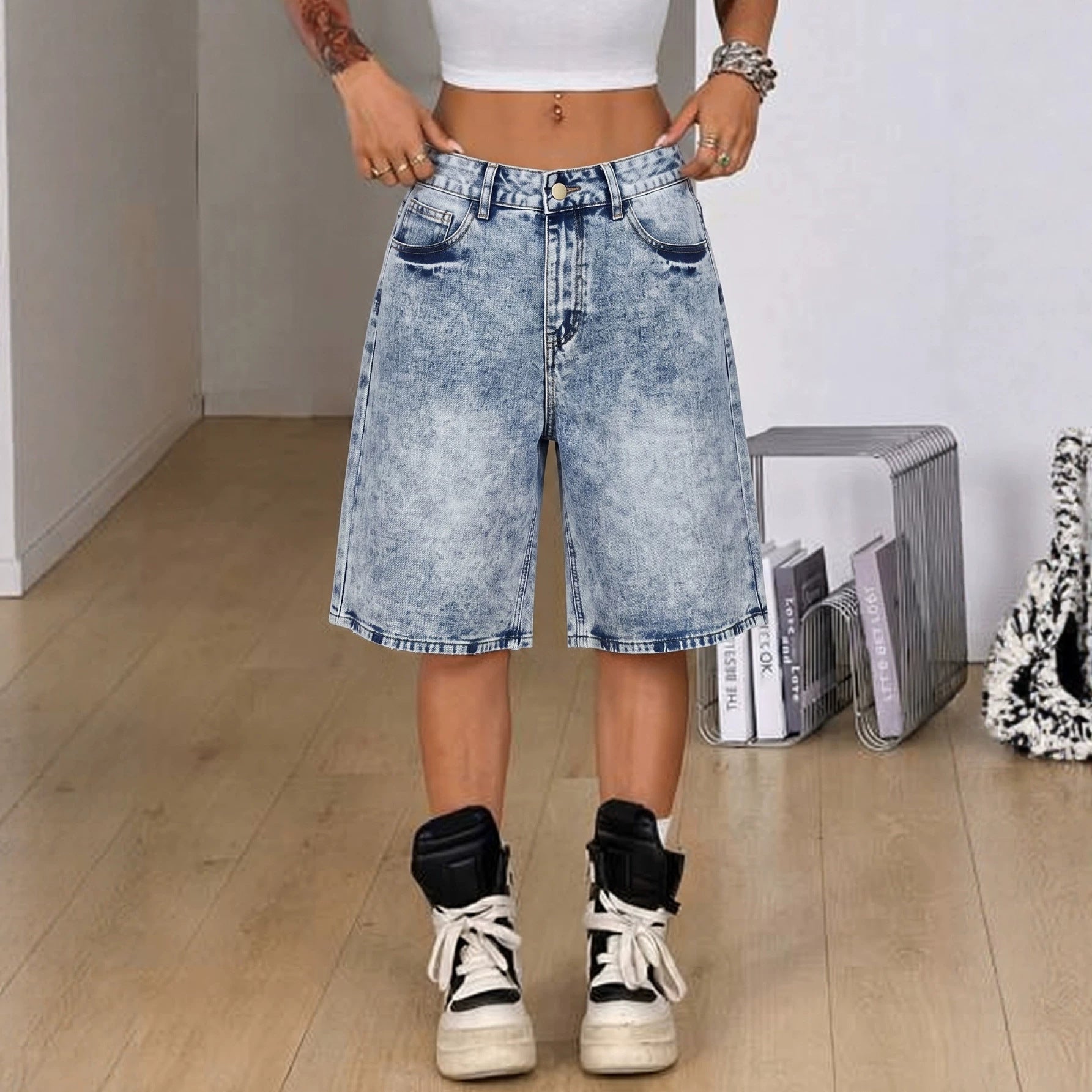 Summer Denim Shorts Women Trendy Casual All Matching Loose Shorts