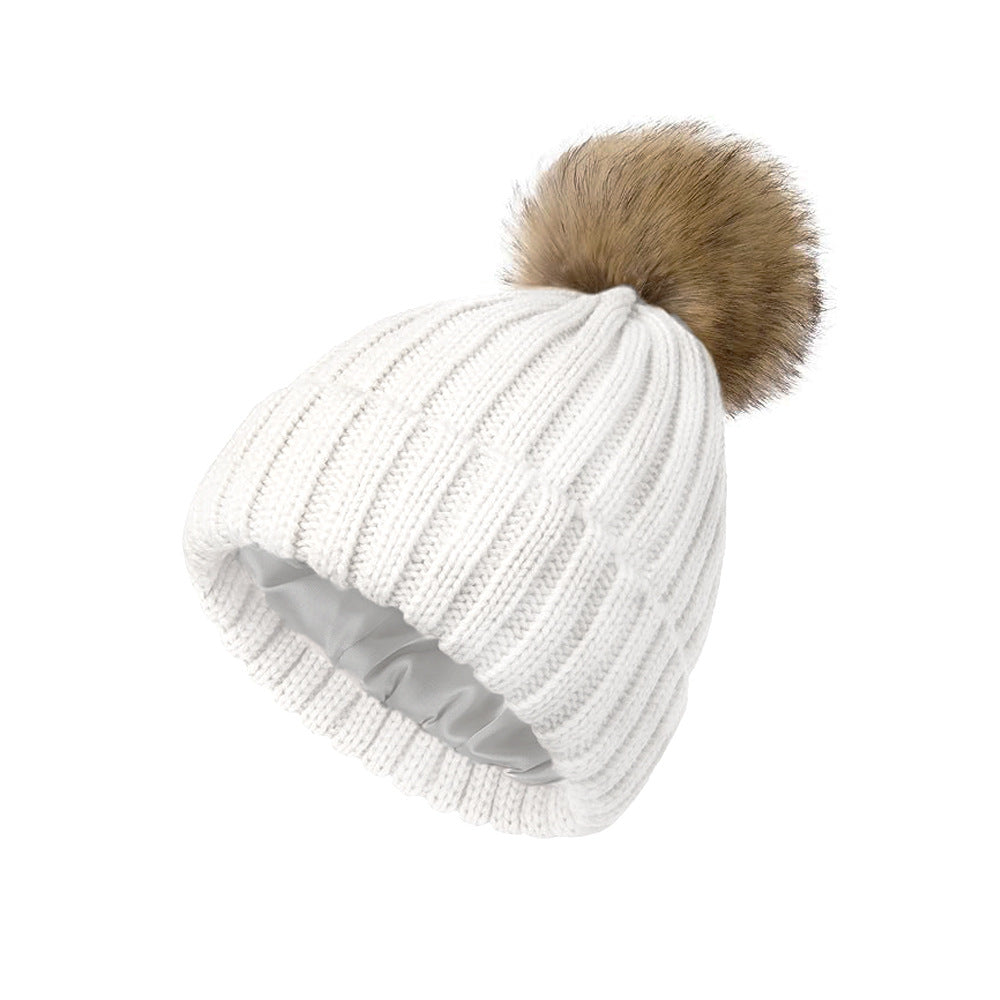 Soft Beanie Fluffy Ball Cap — Warm Knitted Winter Hat with Pom Pom