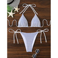 Swimsuit Women Three Point Bikini Sexy Lace Lace up Split Retro Swimsuit