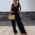 Relaxed Sleeveless V-Neck Wide-Leg Jumpsuit with Pockets