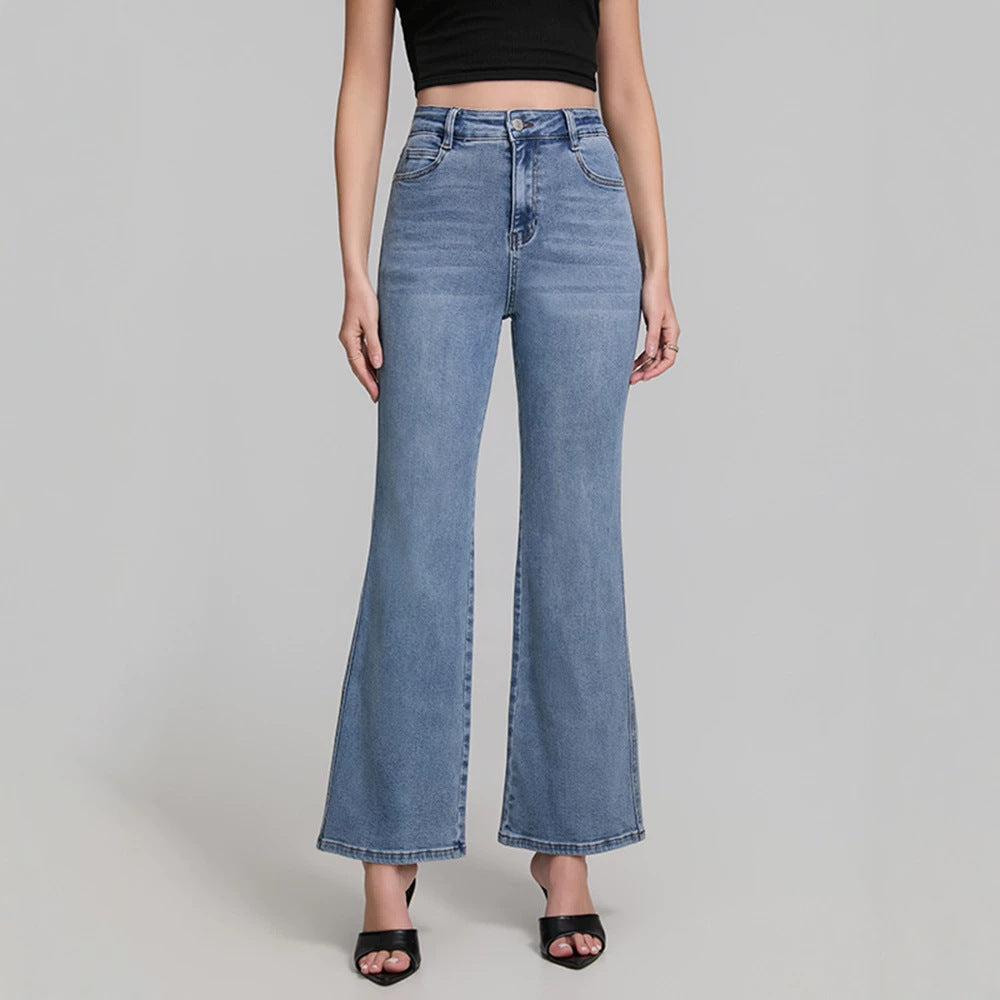 Fashionable All Match High Elastic Blue Jeans for Women Summer Slimming High Rise Women Casual Pants