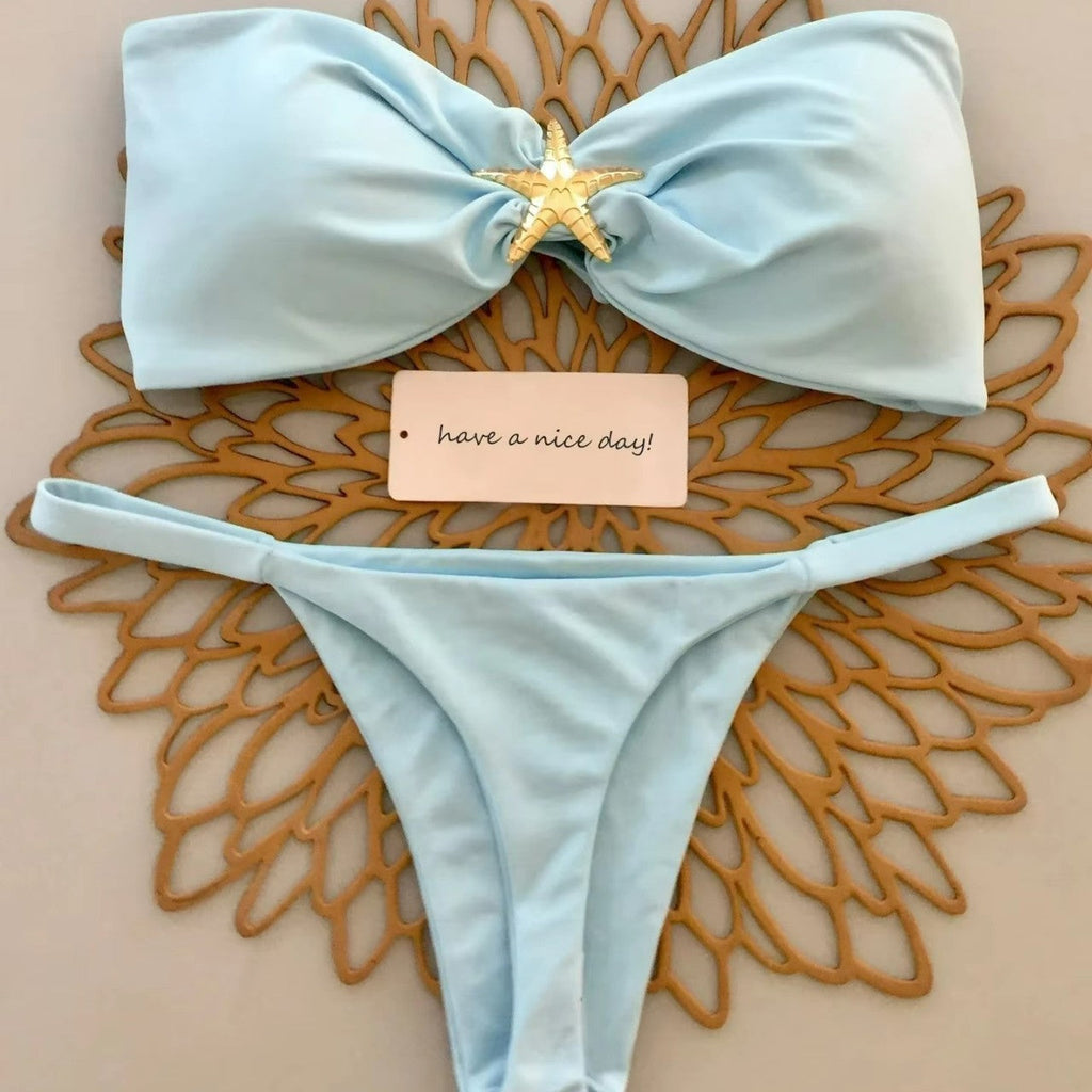 Bikini Sexy Bikini Solid Color Tube Top Split Women Swimsuit Swimsuit Women