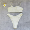 Rhinestone Tube Top Low Waist Bikini Sexy Split Summer Swimsuit