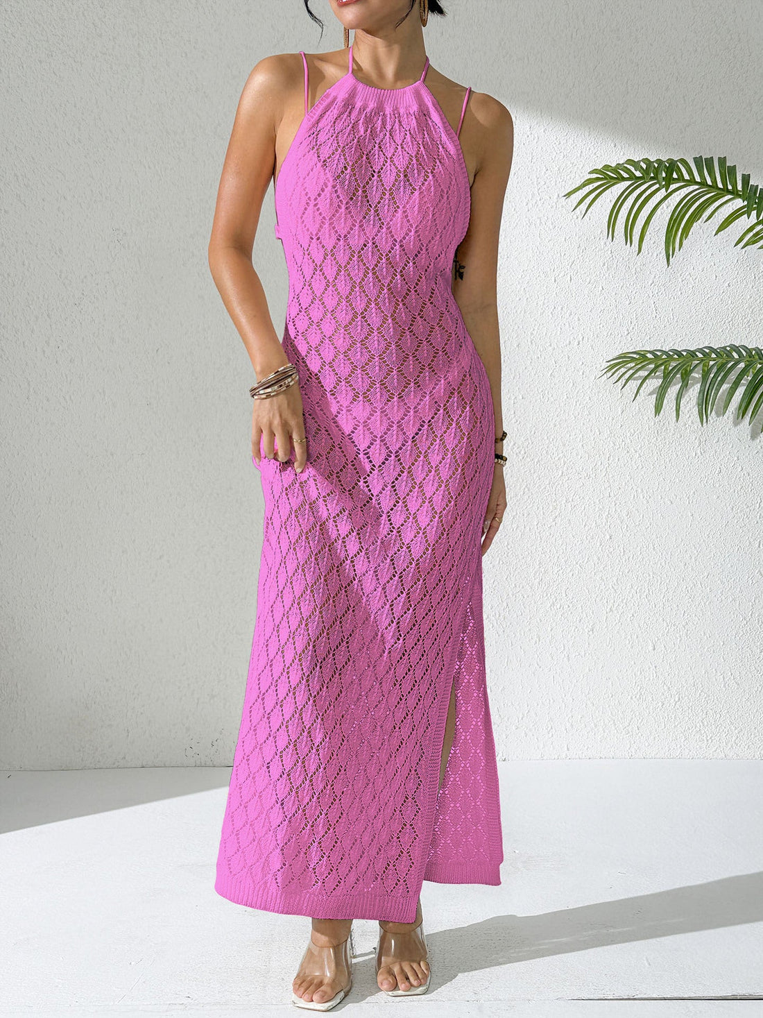 Boho Hollow Out Cutout Beach Dress for Resort Vacation Wear