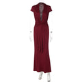 Sexy Solid Color Deep V Plunge neck Short Sleeve Ribbon Slim Sheath Dress