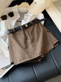 Retro Workwear High Waist Slimming Denim Short Culotte Women Autumn Anti Exposure A line Short Skirt