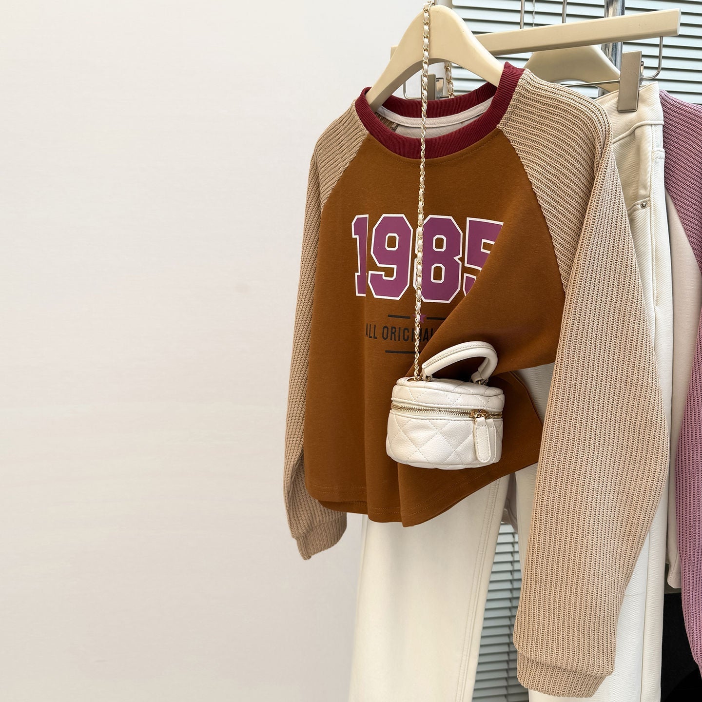 Women's 1985 Graphic Raglan Knit Sweatshirt Harajuku Style