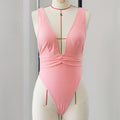 Solid Color One Piece Briefs Swimsuit Women Sexy Backless Swimsuit