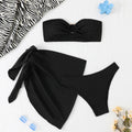 Swimsuit Women Split Backless Sexy Solid Color Bikini Mesh Bikini Three Piece Swimsuit