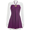 Women Clothing Summer Solid Color Sexy Tube Top Halter Strap Sleeveless Elegant Short Dress