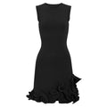 Summer Sleeveless round Neck Knitted All Matching Slim Fit Slimming Classic Plate Floral Dress
