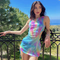 Gradient Tulle Skirt Three-Piece Bikini Set in Vibrant Colors