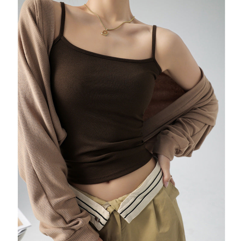 Best Seller on Douyin Base Tank Top Small Slip Top Women Suit Inner Cover Supernumerary Breast Thread Spring, Autumn Summer Can Be Outerwear Top