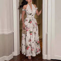 Spring Summer Women Clothing Chiffon Floral Print Casual Dress
