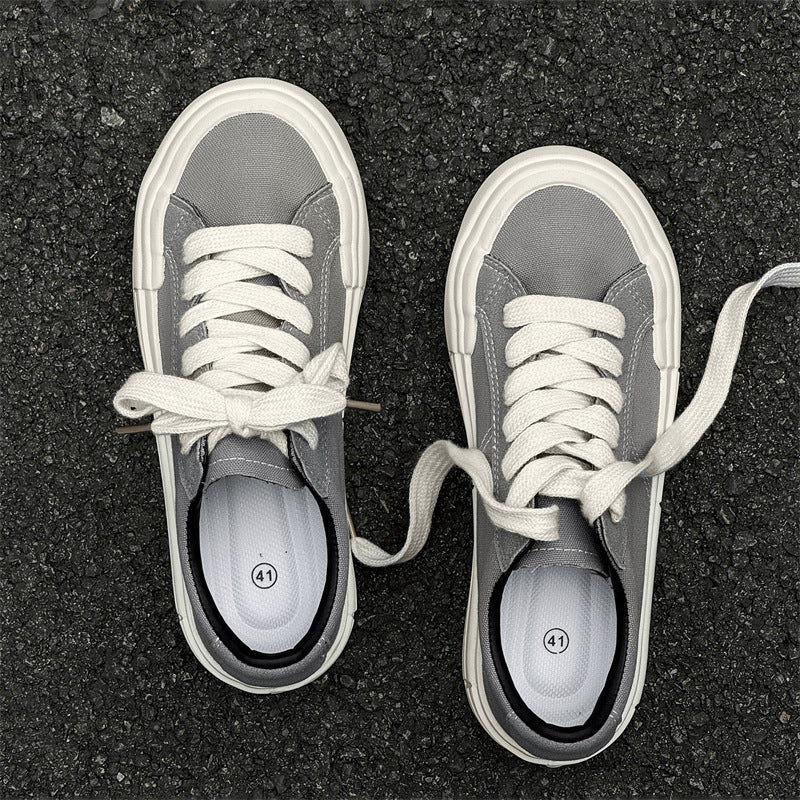 Women’s Canvas Platform Sneakers in Black and Grey - Image 3
