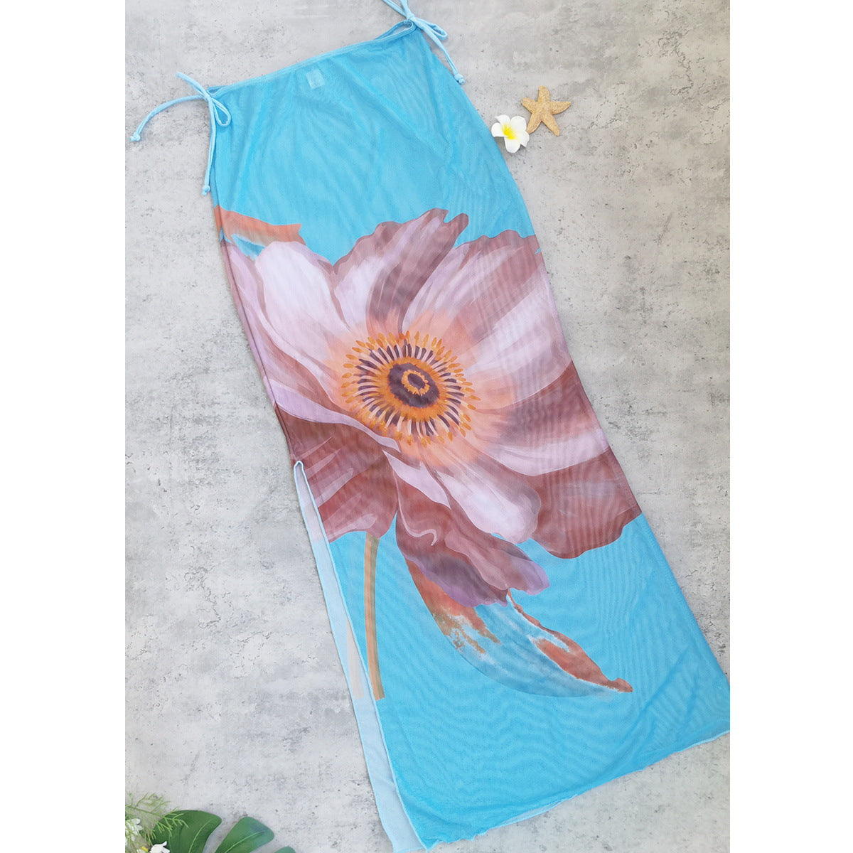 Floral Three Point Bikini Set Backless Ruched Split Swimsuit