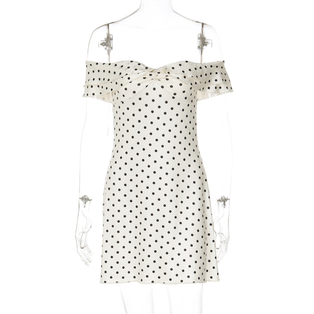 Women Polka Dot Print Fresh Tube Top Short Type Package Hip All Matching Dress