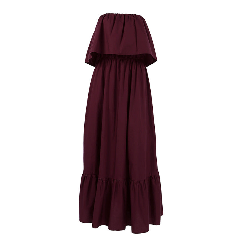 Spring Summer French Ruffled Tube Top Elegant Dress Women Office Elegant Dress