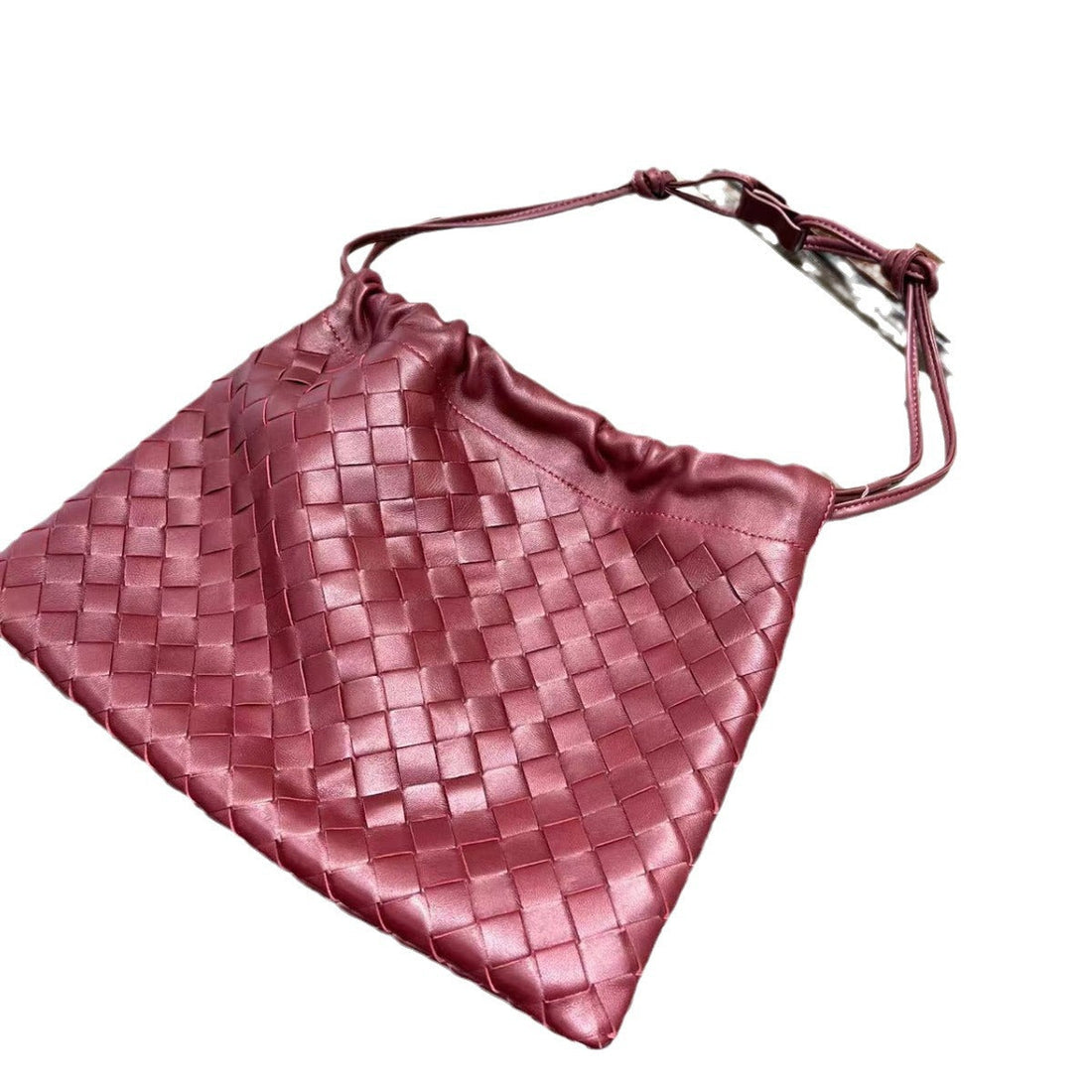 Woven Leather Shoulder Bag Retro Design Soft Cowhide Purse - Image 6