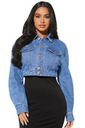 WOMEN FASHION DENIM CROP JACKET