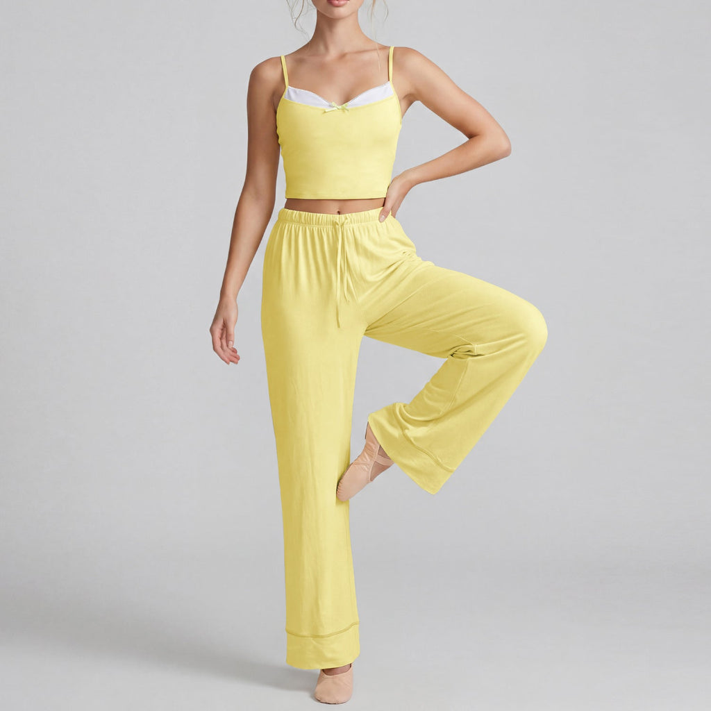 Chest Pad Yoga Vest Summer Gym Training Clothes High Elastic All Match Wide Leg Pants Sports Two Piece Sets