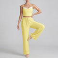 Chest Pad Yoga Vest Summer Gym Training Clothes High Elastic All Match Wide Leg Pants Sports Two Piece Sets