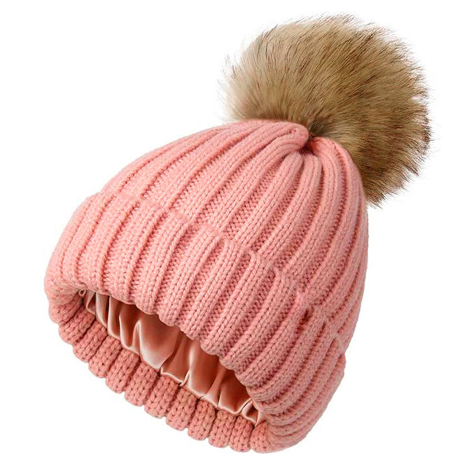 Soft Beanie Fluffy Ball Cap — Warm Knitted Winter Hat with Pom Pom