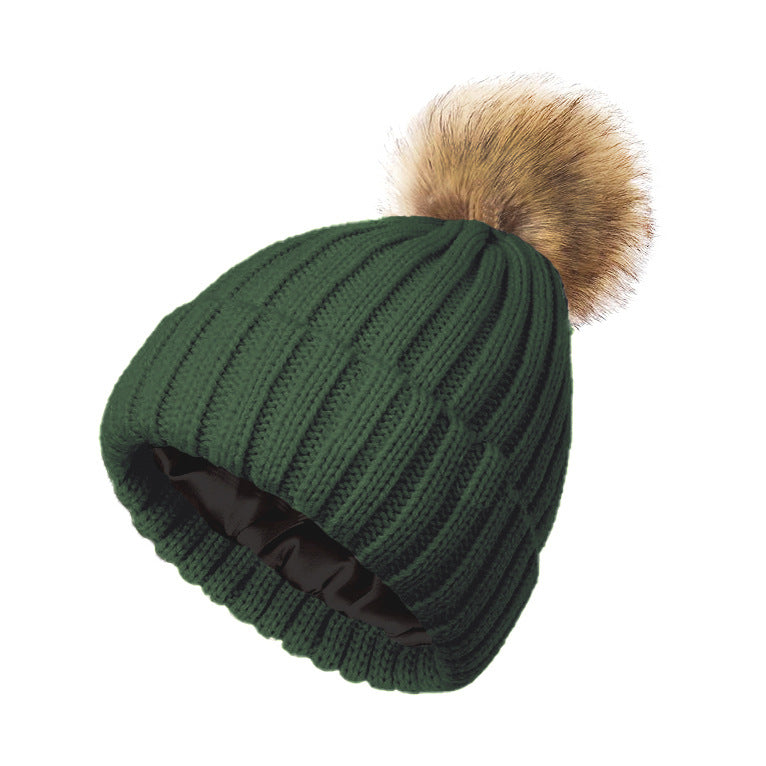 Soft Beanie Fluffy Ball Cap — Warm Knitted Winter Hat with Pom Pom