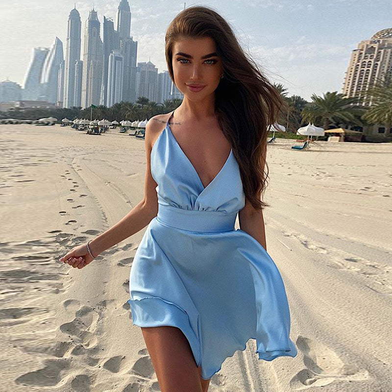 Summer Bow Swing Sexy Cami Dress Women Clothing