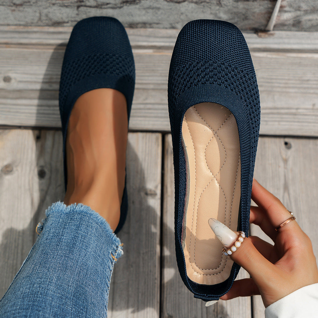 Women’s Flying Woven Mesh Shallow-Mouth Breathable Flats