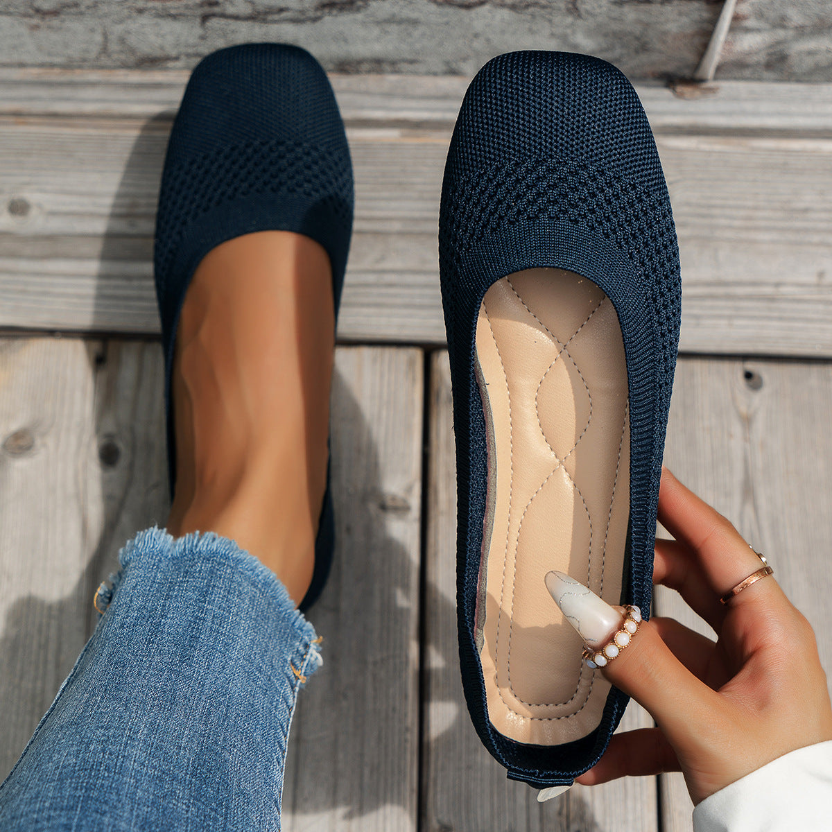 Women’s Flying Woven Mesh Shallow-Mouth Breathable Flats