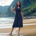 Summer Dress Sleeveless Solid Color Beach Dress