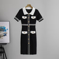 Adult Lady like Woman Slim Fit Slimming Knitted Hip Dress Summer Long Office Short Sleeve Dress