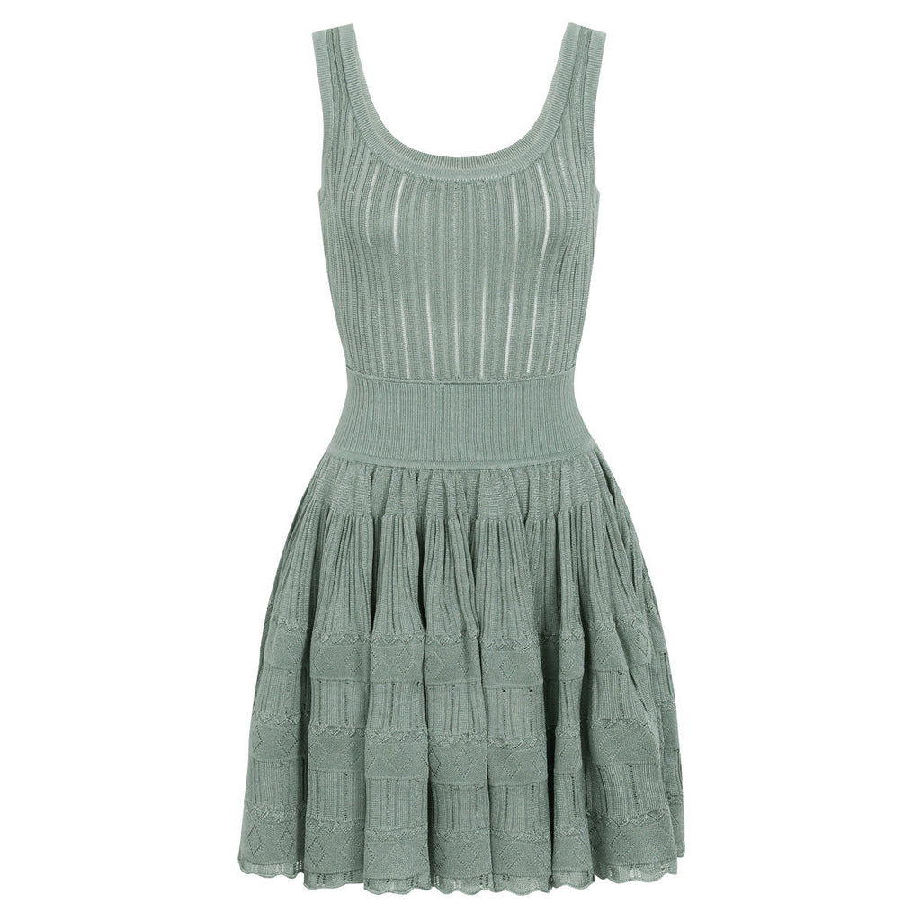 Summer Socialite Internet Celebrity Fashionable Knitted Dark Pattern Sleeveless Vest Dress