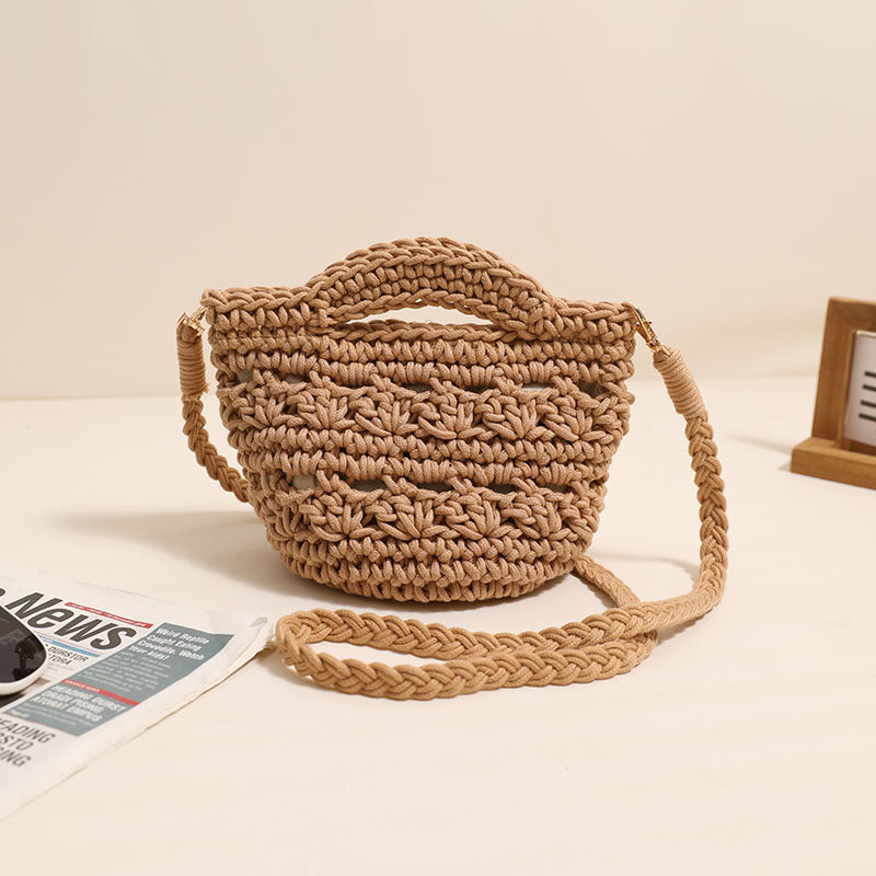 Woven Crochet Crossbody Bag Hollow Out Summer Beach Purse - Image 2