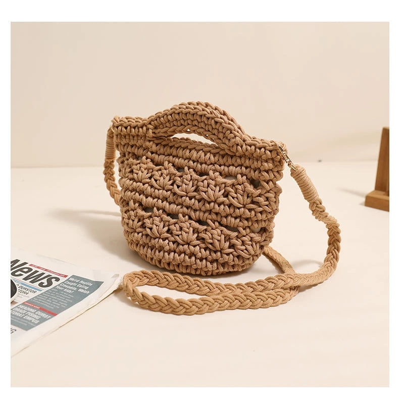 Woven Crochet Crossbody Bag Hollow Out Summer Beach Purse - Image 9
