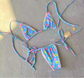 Floral Halter Bikini Set with Ruched Tie Detail & Lattice Trim