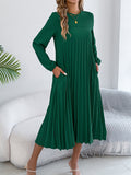 Women Clothing Spring Summer Solid Color V neck Long Sleeve Sexy Slit Dress