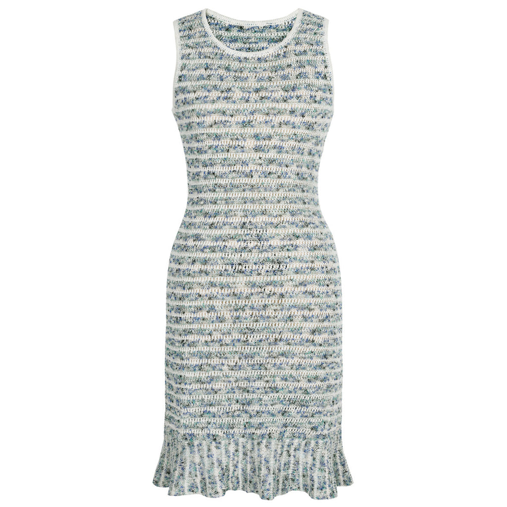 Summer Socialite Internet Celebrity Fashionable Knitted Sleeveless Mixed Color Stripe Dress