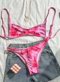 Floral Two-Piece Bikini Set: Y2K Inspired Fuchsia Beach Swimwear