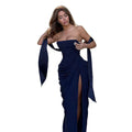 Graceful Ruched Tube Top Dress with Asymmetric Split Detail