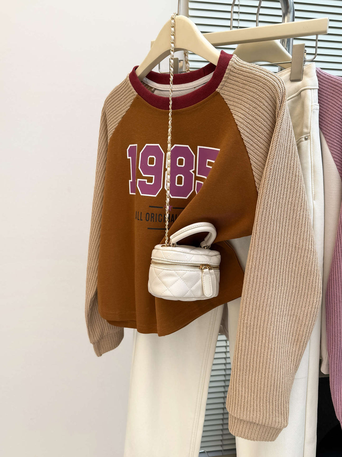Women's 1985 Graphic Raglan Knit Sweatshirt Harajuku Style