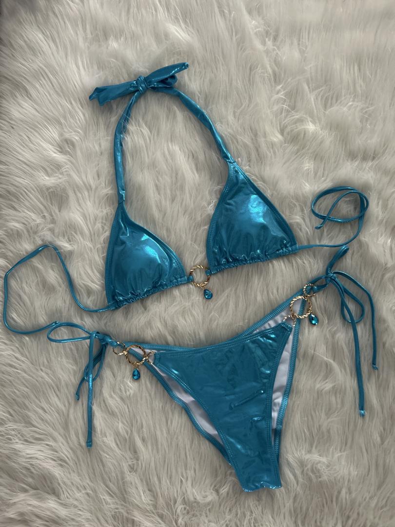 Crystal Embellished Halter Bikini - Sexy Modern Beach Swimsuit