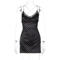 Summer Fashionable Simple Low Collar Polka Dot Lace Lace Sleeveless Backless Cami Dress Women