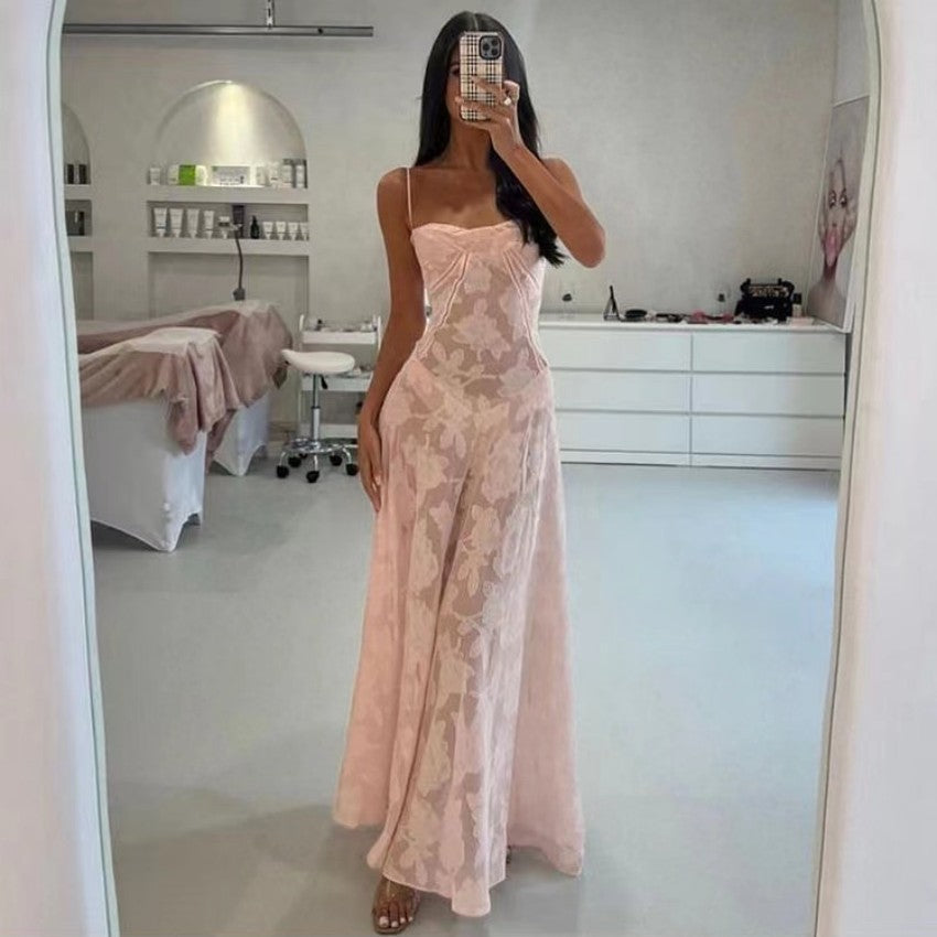 Summer Sexy See through Seaside Holiday Boning Corset Suspender Floral Dress