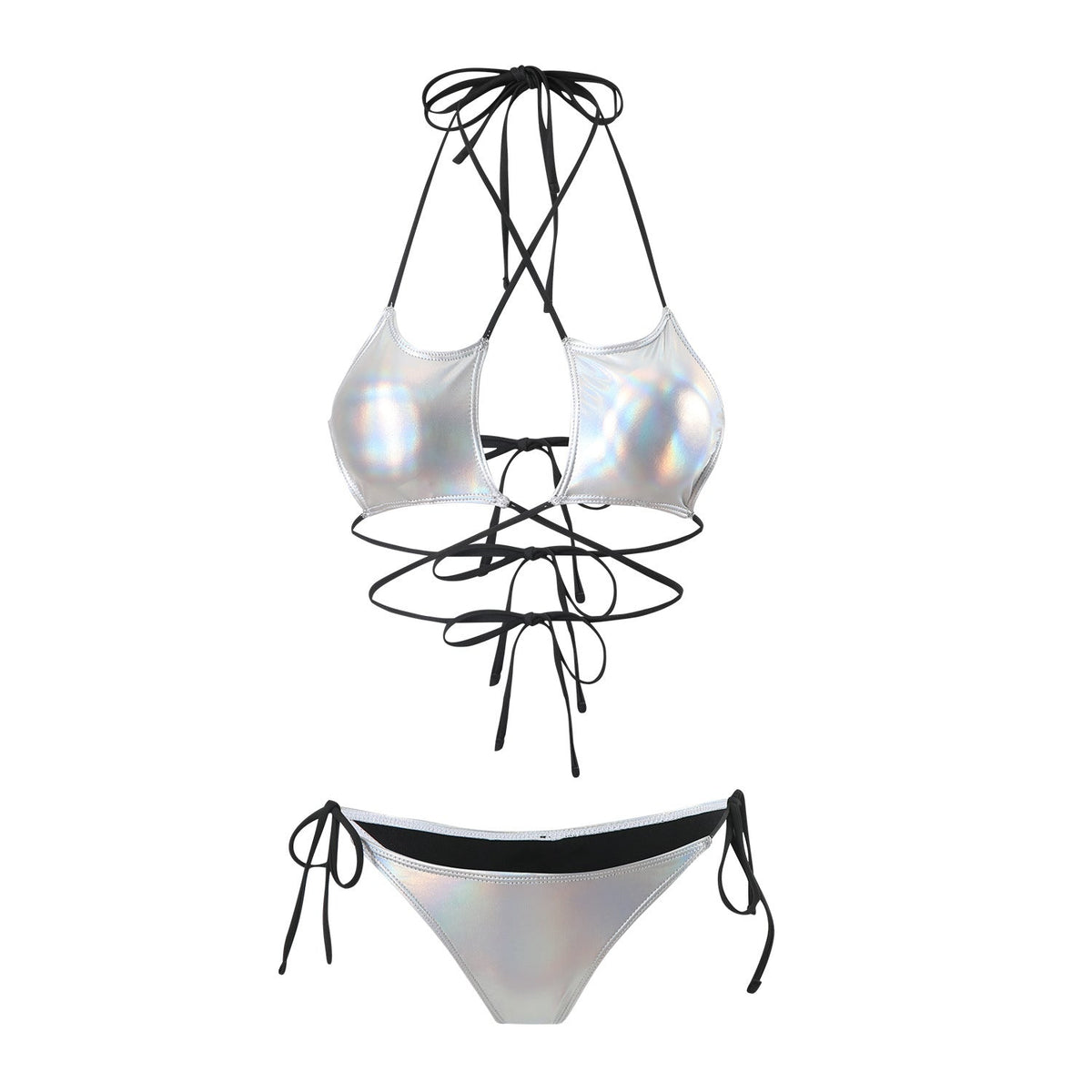 Sexy Bronzing Five Star Drawstring Strap Split Swimwear Swimsuit Bikini Bikini
