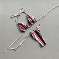 Women's Striped Halter Ruched Bikini Set Boho Vacation Swimsuit