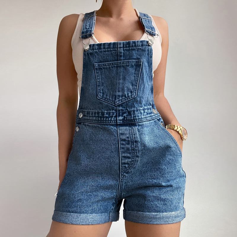Women Clothing Denim Brace Romper
