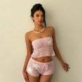 Sexy Knitted Beach Bikini Cover-Up Set with Lace-Up Detail